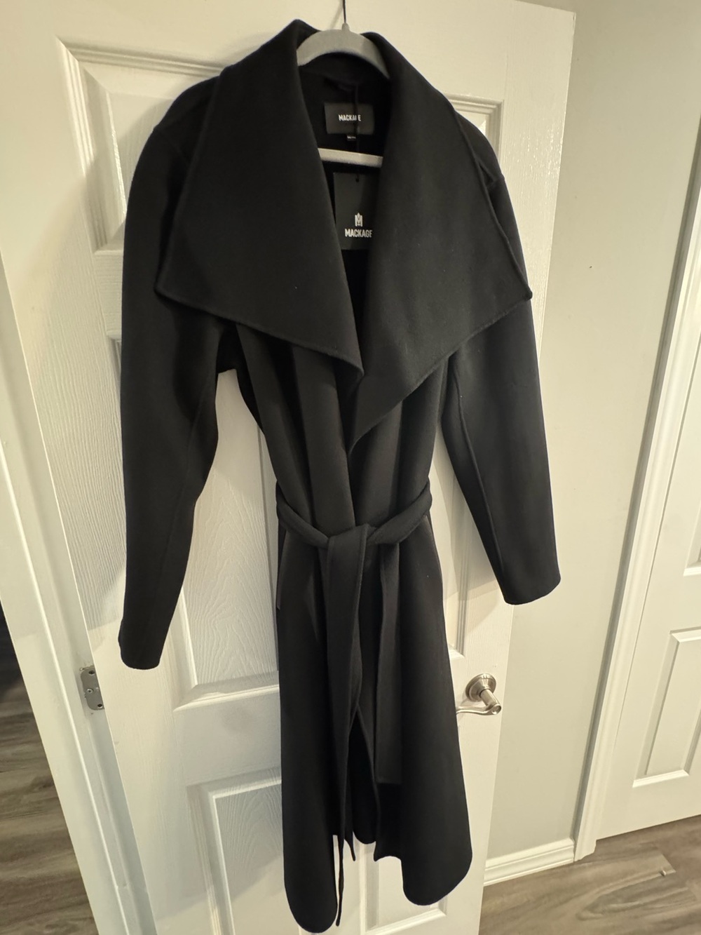 Mackage Mai Wool Belted Wrap Coat black